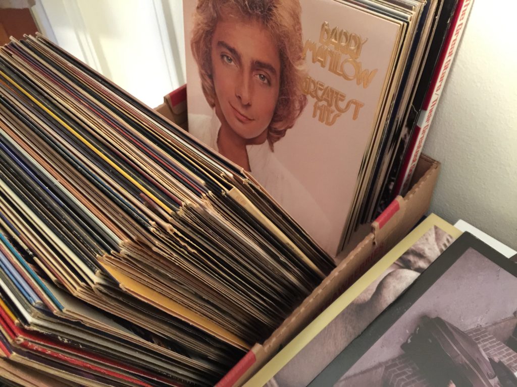 Vinyl records in a box