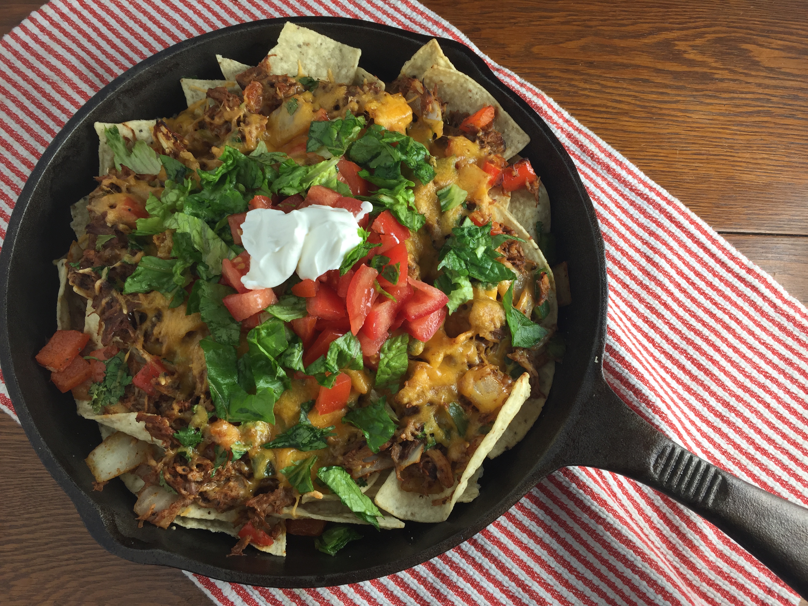 Pulled pork nachos recipe from Cooking with Vinyl