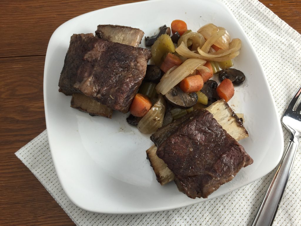 Recipe for Beer Braised Short Ribs in a Slow Cooker from CookingWithVinyl.com