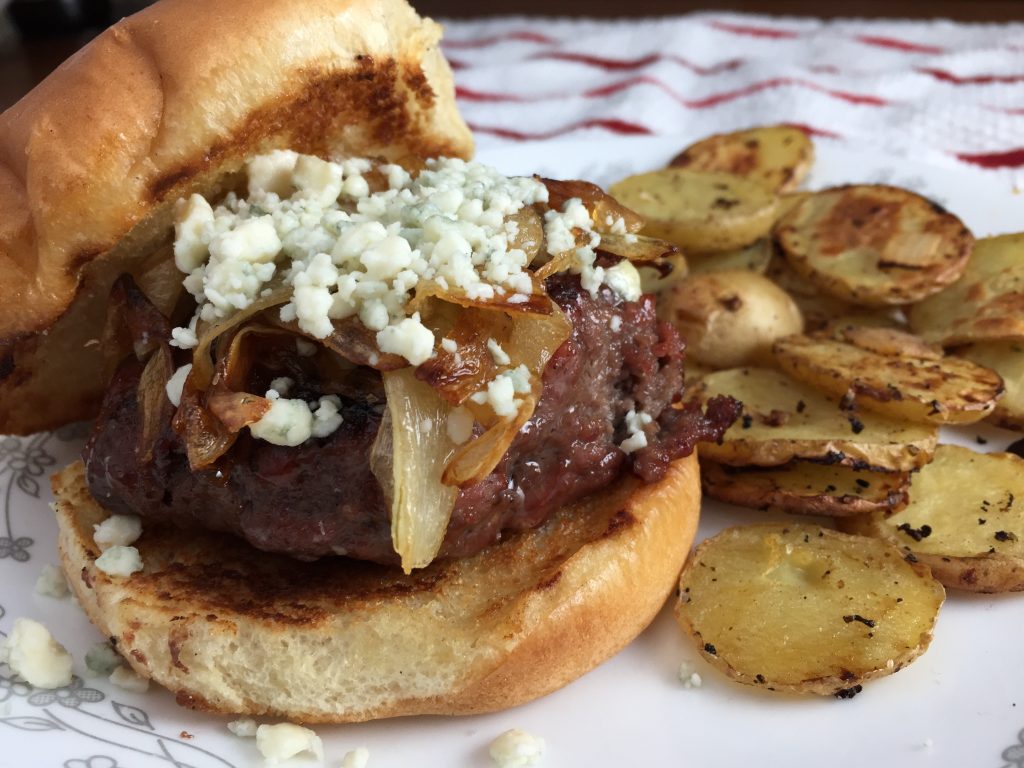 Pepper Jam Burger with Caramelized Onions