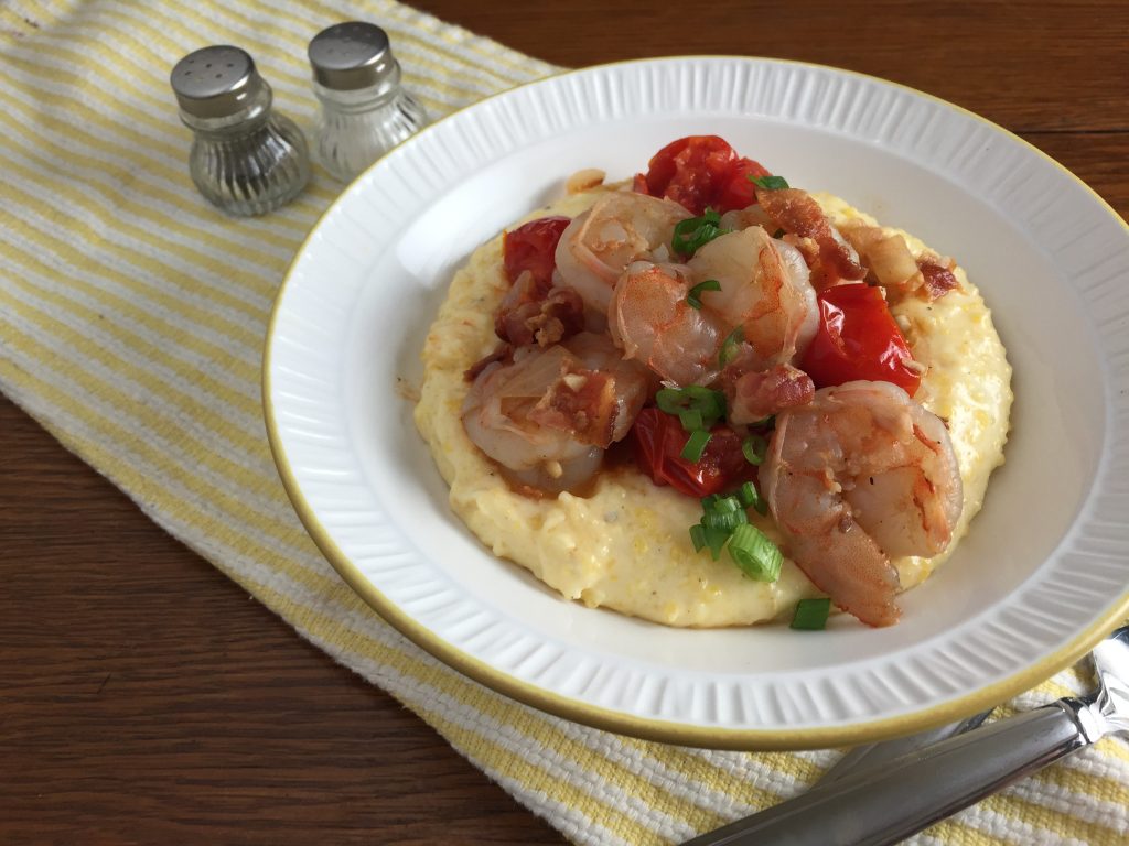 Shrimp and grits recipe from CookingWithVinyl.com