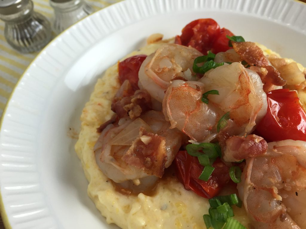 Shrimp and grits recipe from CookingWithVinyl.com